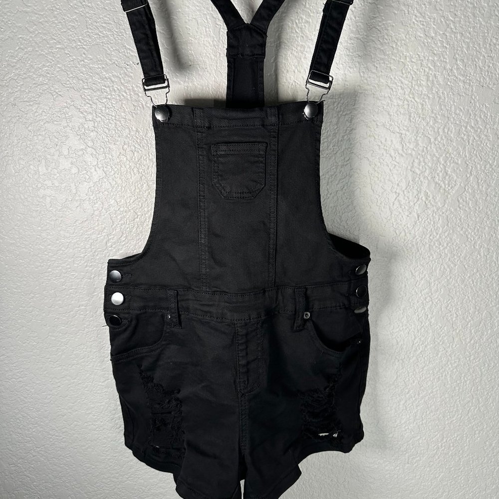 American Bazi Distressed Black Shorts Overalls Size M